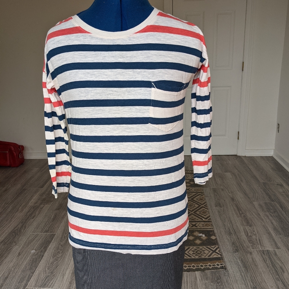 Madewell Striped 3/4 Sleeve Shirt